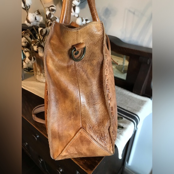 Bed Stu Leather Rockaway Shoulder Crossbody Bag Tote Tan Rustic MSPR $330 - Picture 5 of 14